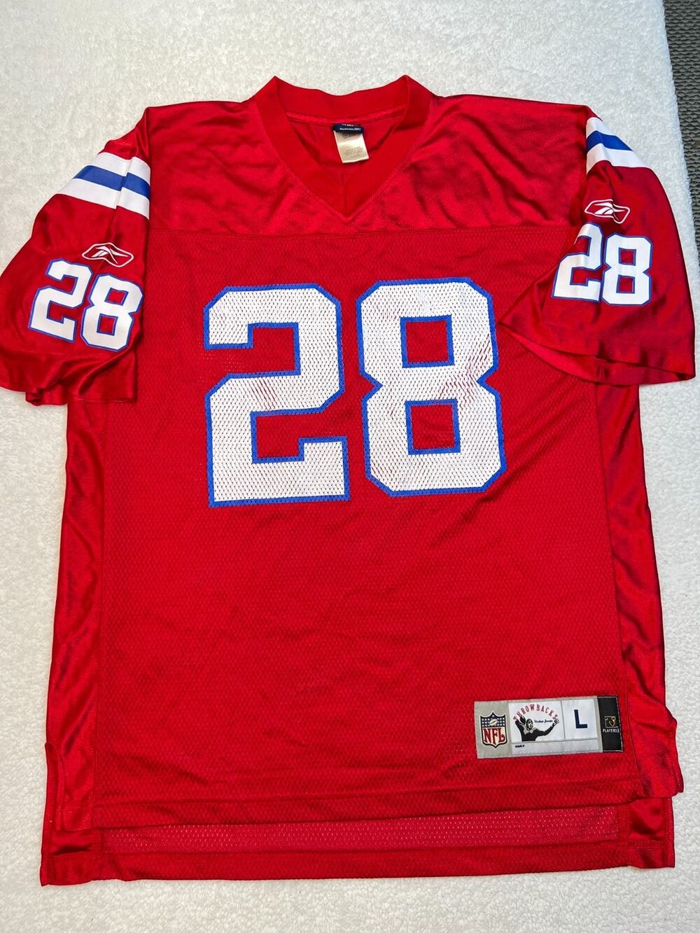 Vintage New England Patriots Reebok Throwback Jersey NFL Dillon 28 Red Sz L